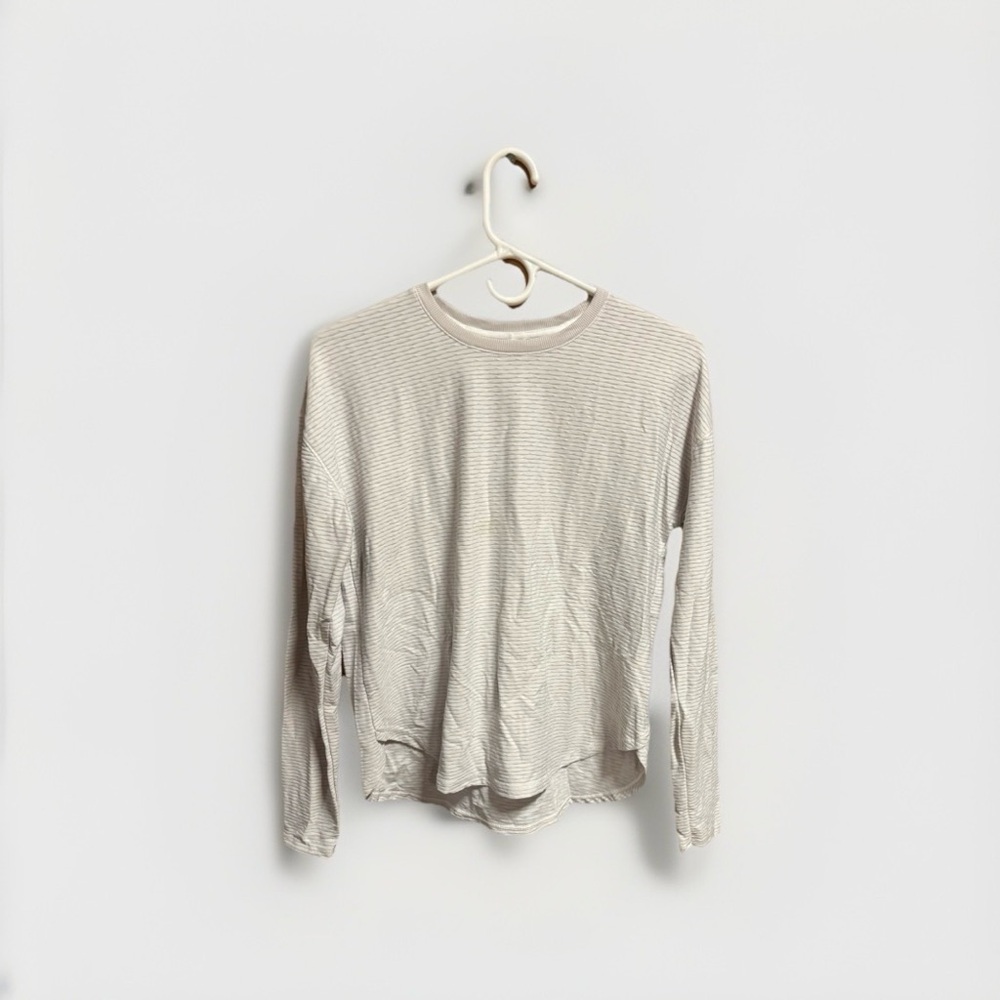 CALIA Women’s Ribbed Cream Long Sleeve Top